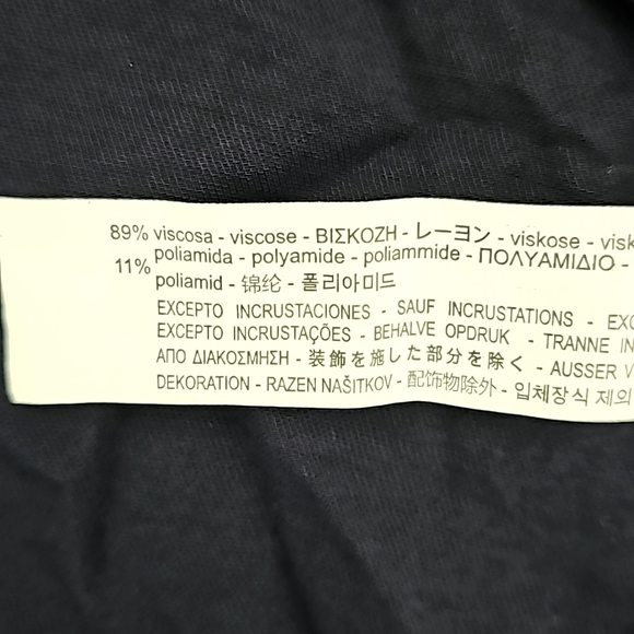 Zara‎ Long Sleeve Blouse Size M Navy Blue Silver Beaded Fringe Button Front - Picture 7 of 7